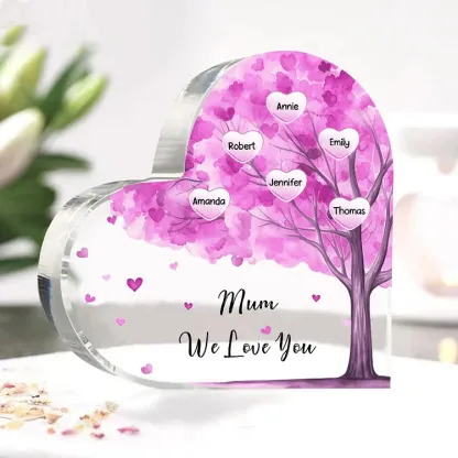 6 Names - Personalised Acrylic Heart Keepsake Custom Text Purple Tree Ornaments Gifts for Grandma/Mother-Jessemade AU