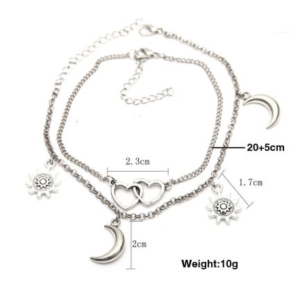 Bohemia Sun and Moon Anklet Summer Beach Accessories Double Layer Anklet-Jessemade AU