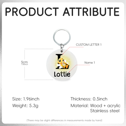 Customised Name and Letter Keychain Glowing Bee Keychain Unique Back to School Gift for Kids-Jessemade AU