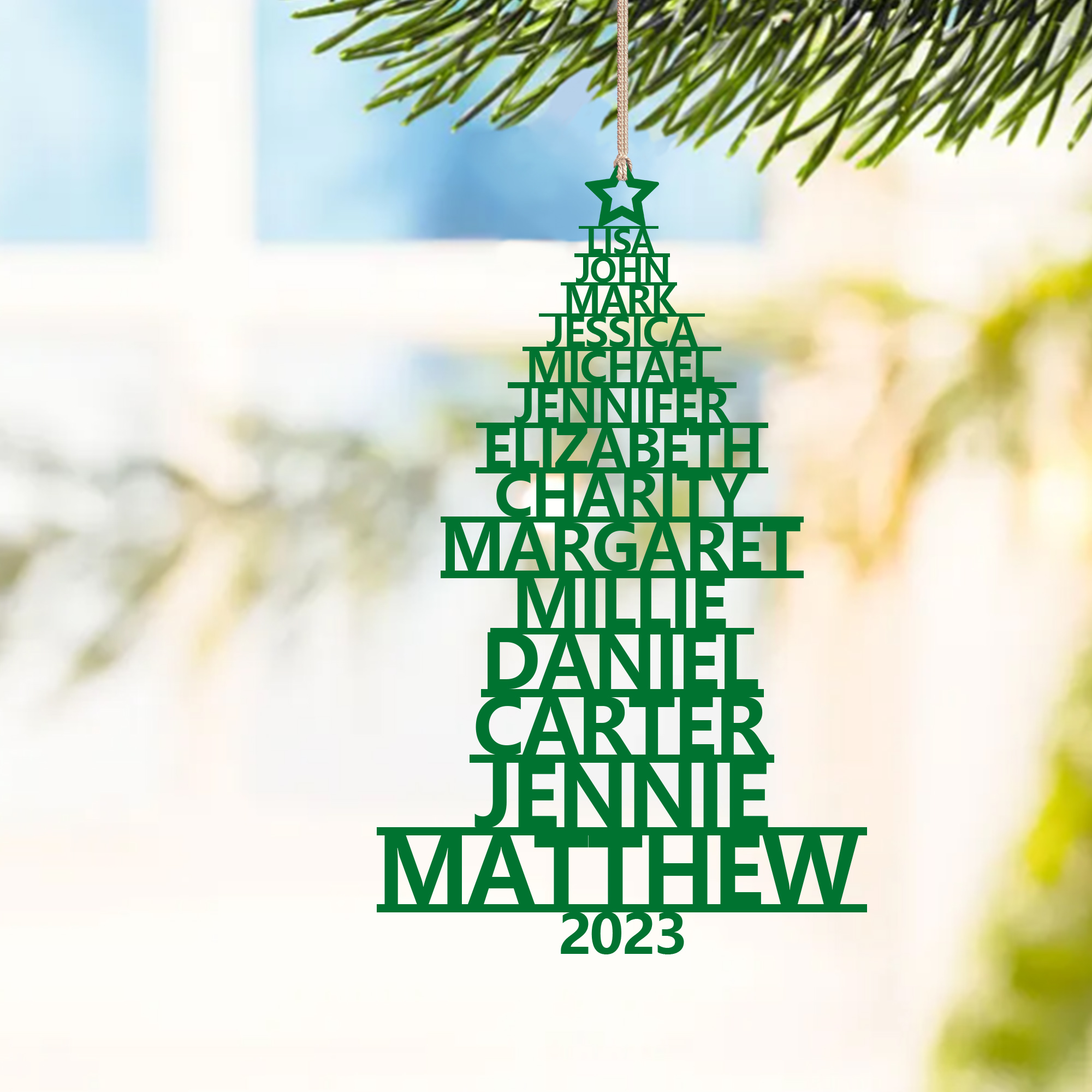 14 Names - Personalised Christmas Tree Ornaments Customised Name Xmas Wooden Decor Gifts for Family Friends-Jessemade AU