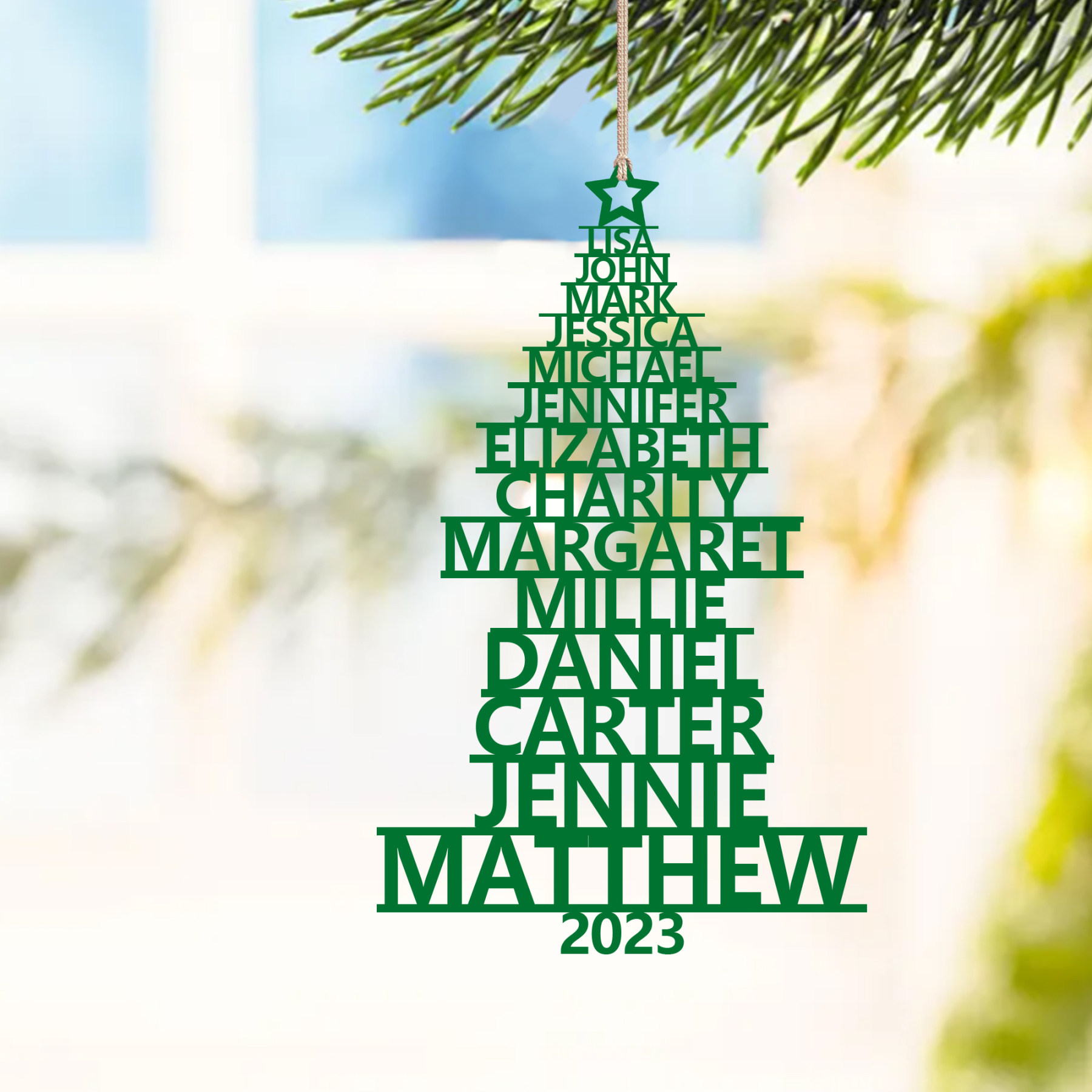 14 Names - Personalised Christmas Tree Ornaments Customised Name Xmas Wooden Decor Gifts for Family Friends-Jessemade AU