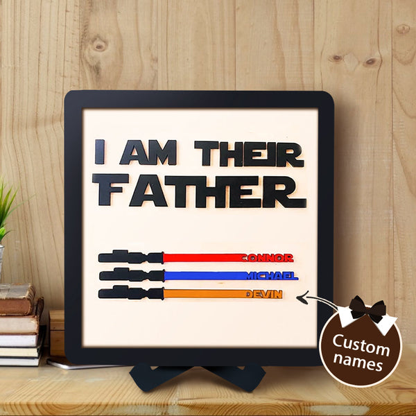 Personalised Star Wars Sign Father's Day Gifts - I AM THEIR FATHER - Wood Sign with 3 Names-Jessemade AU