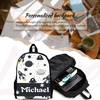 Custom Name Schoolbag Personalised Rocket and Satellite Backpack Travel Bag for Kids-Jessemade AU