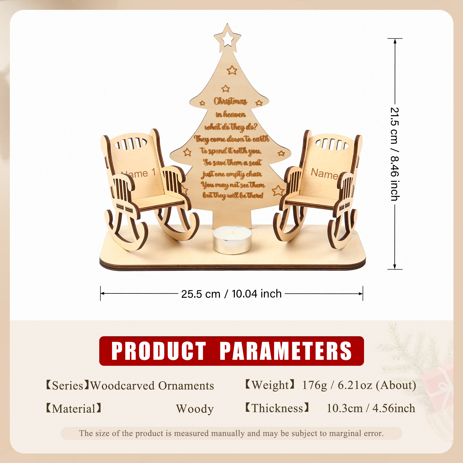 Christmas in Heaven Rocking Chair Ornament Custom 2 Names Memorial Gifts-Jessemade AU