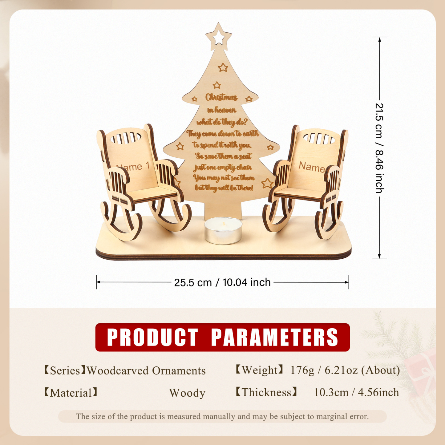 Christmas in Heaven Rocking Chair Ornament Custom 2 Names Memorial Gifts-Jessemade AU