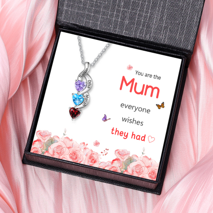 3 Names - Personalised Pendant Necklace Customised Names & Birthstones Necklace Birthday Gift for Women Girls-Jessemade AU