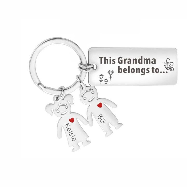 Personalised Kids Charm Keychain Engraved 2 Names Keychain Gifts For Father-Jessemade AU