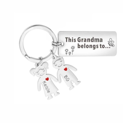 Personalised Kids Charm Keychain Engraved 2 Names Keychain Gifts For Father-Jessemade AU