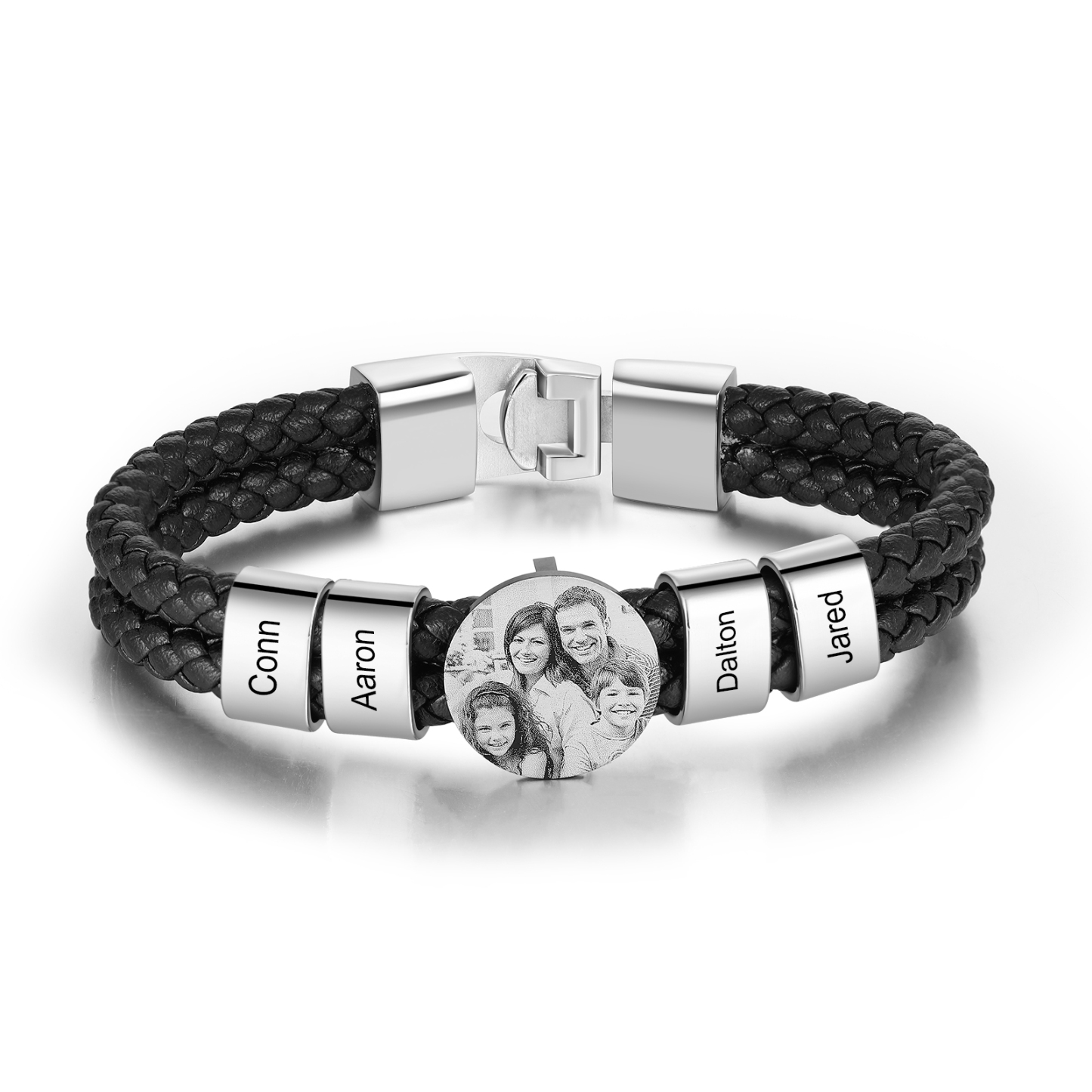 Personalised Photo Bracelet with 4 Names Leather Bracelet Beaded Wrap Bracelet-Jessemade AU