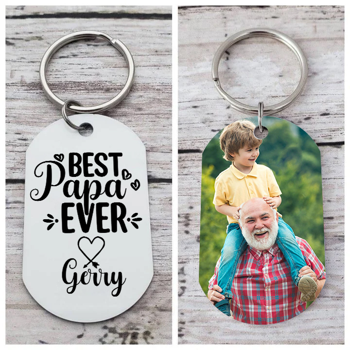 Personalised Photo and Name Keychain for Papa "Best Papa Ever" Grandparents' Day Gift-Jessemade AU