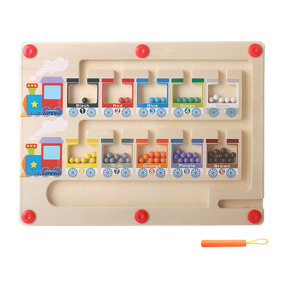 Magnet Maze Train Toy Wooden Magnetic Counting Board Set With Math Pen Number & Colour Maze Game Educational Toy Gift for Kids-Jessemade AU
