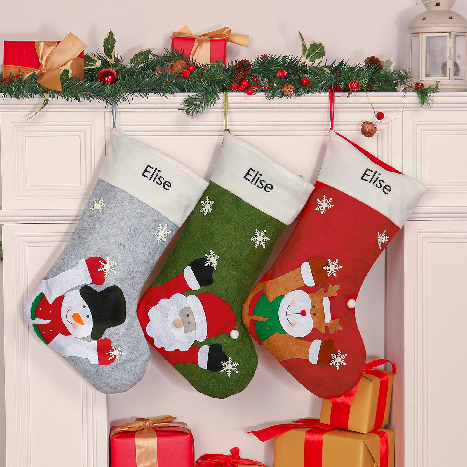 Personalised Christmas Stocking Ornaments Custom 1 Name Christmas Socks Gifts for Family Friends-Jessemade AU