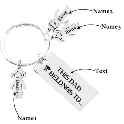 3 Names-Personalised 3 Children's Name Keychain Gift for Mum Dad-Jessemade AU
