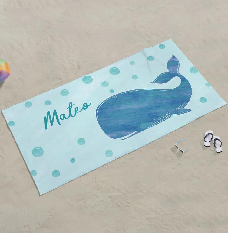 Personalised Cute Whale Summer Beach Towel With Name Gift for Family/Friends-Jessemade AU