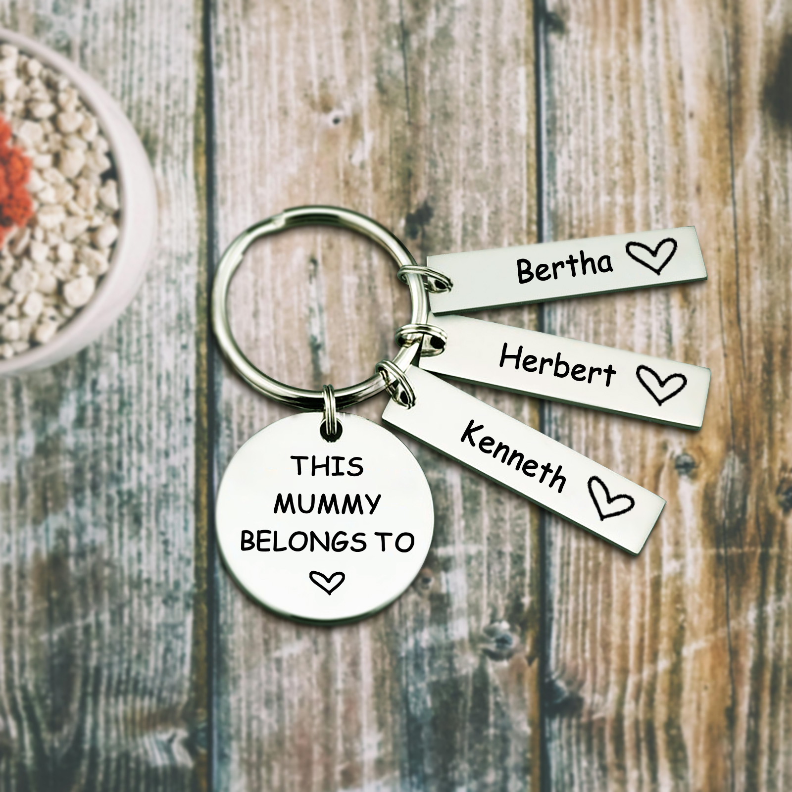 3 Names - Personalised Name Keychain Stainless Steel Keychain Special Gift for Mummy/Dad-Jessemade AU