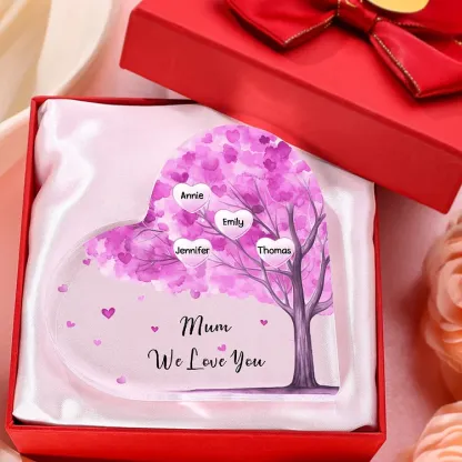 4 Names - Personalised Acrylic Heart Keepsake Custom Text Purple Tree Ornaments Gifts for Grandma/Mother-Jessemade AU