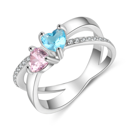 Personalised Mothers Ring With 2 Birthstones Engraved Names Ring Gifts For Her-Jessemade AU