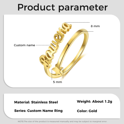 Customised Star Name Ring Classic Adjustable Ring for Her-Jessemade AU