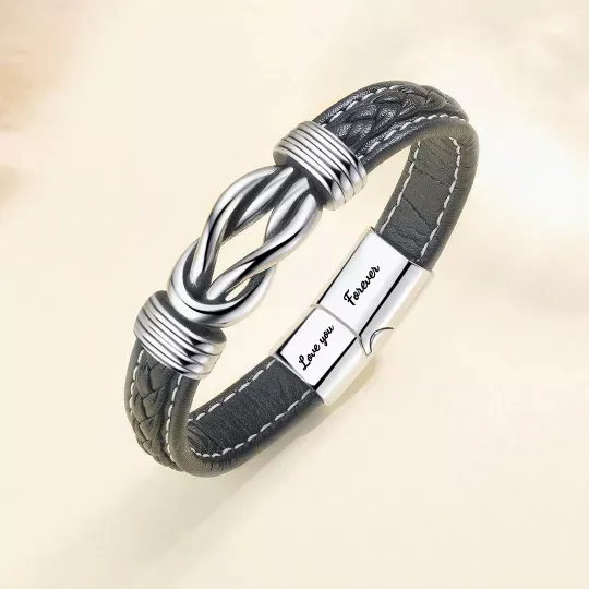 To My Man Love You Forever Leather Knot Linked Bracelet-Jessemade AU