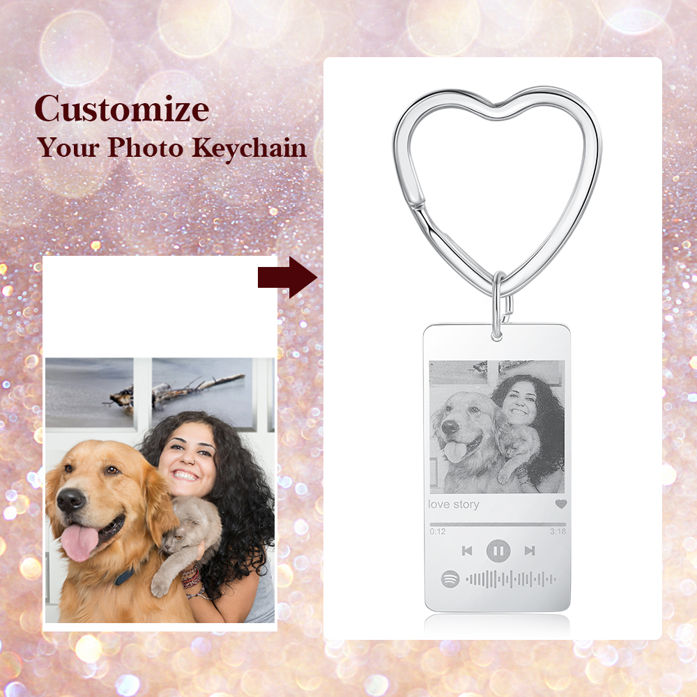 Personalised Rectangular Pendant Spotify Code Keychain-Both side can be customised-Jessemade AU