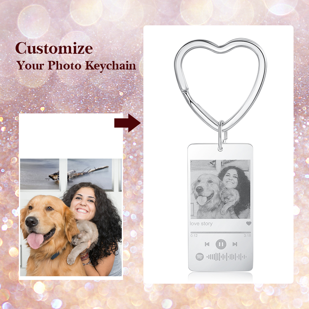 Personalised Rectangular Pendant Spotify Code Keychain-Both side can be customised-Jessemade AU