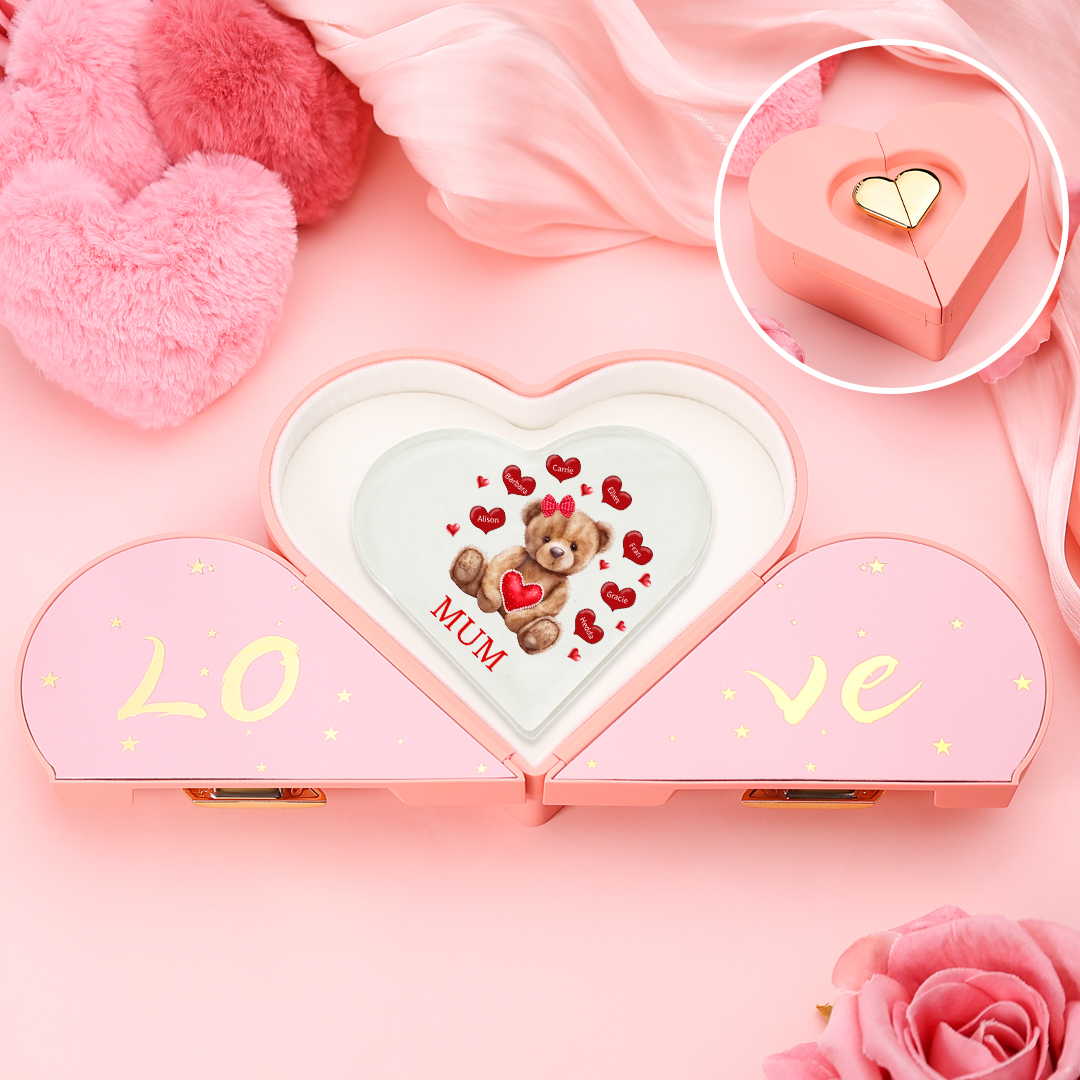 7 Names - Personalised Acrylic Heart Keepsake Custom 2 Texts Teddy Bear Ornaments Gifts for Grandma/Mother-Jessemade AU