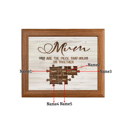 Personalised Mum Puzzle Picture Frame With Light Custom 5 Names Decor Gifts For Mother - You are the piece that holds us together-Jessemade AU