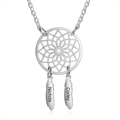 Personalised Retro Dream Catcher Necklace Engraved 2 Names Gift For Women-Jessemade AU