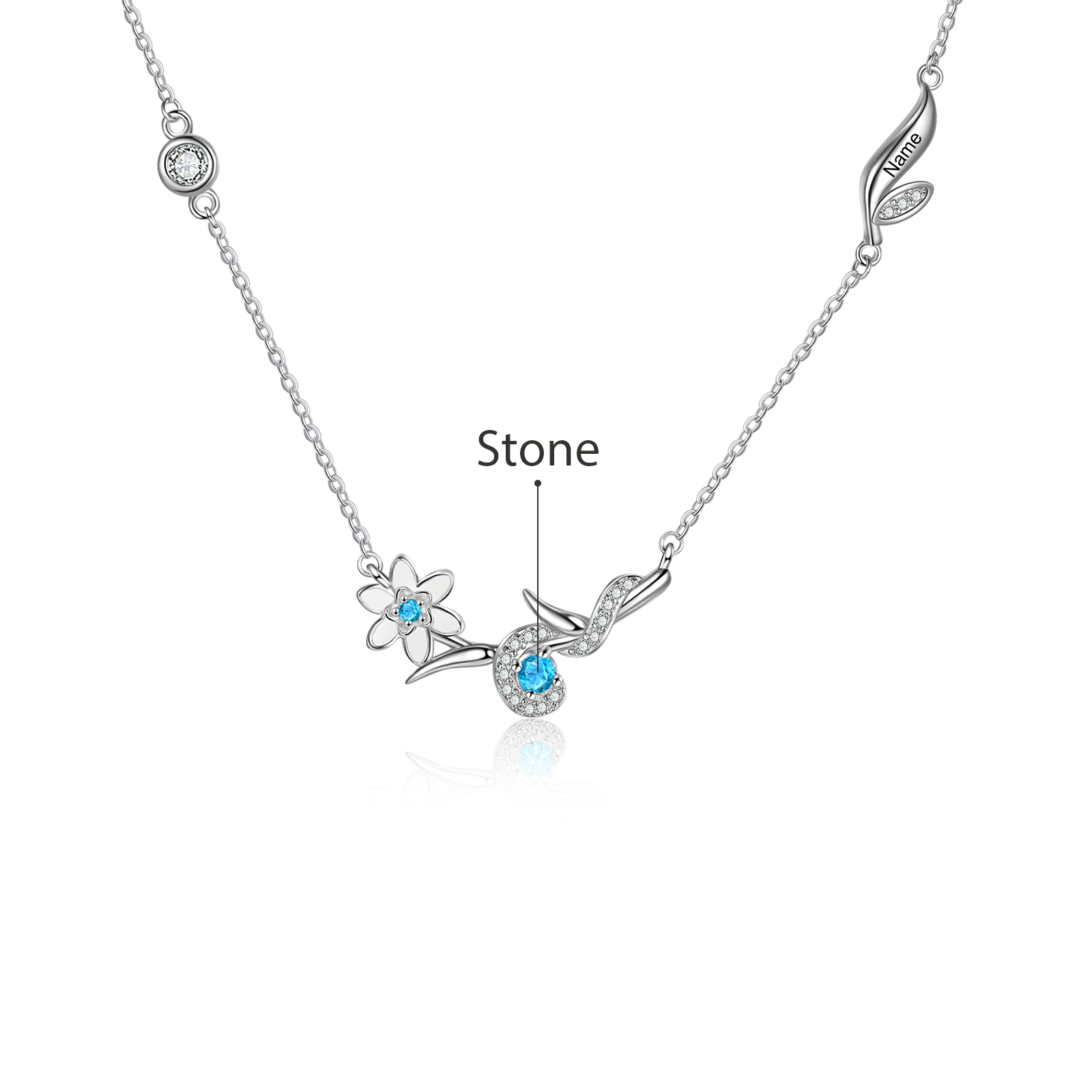 Personalised March Birthflower Necklace With Birthstone Best Gift For Her-Jessemade AU