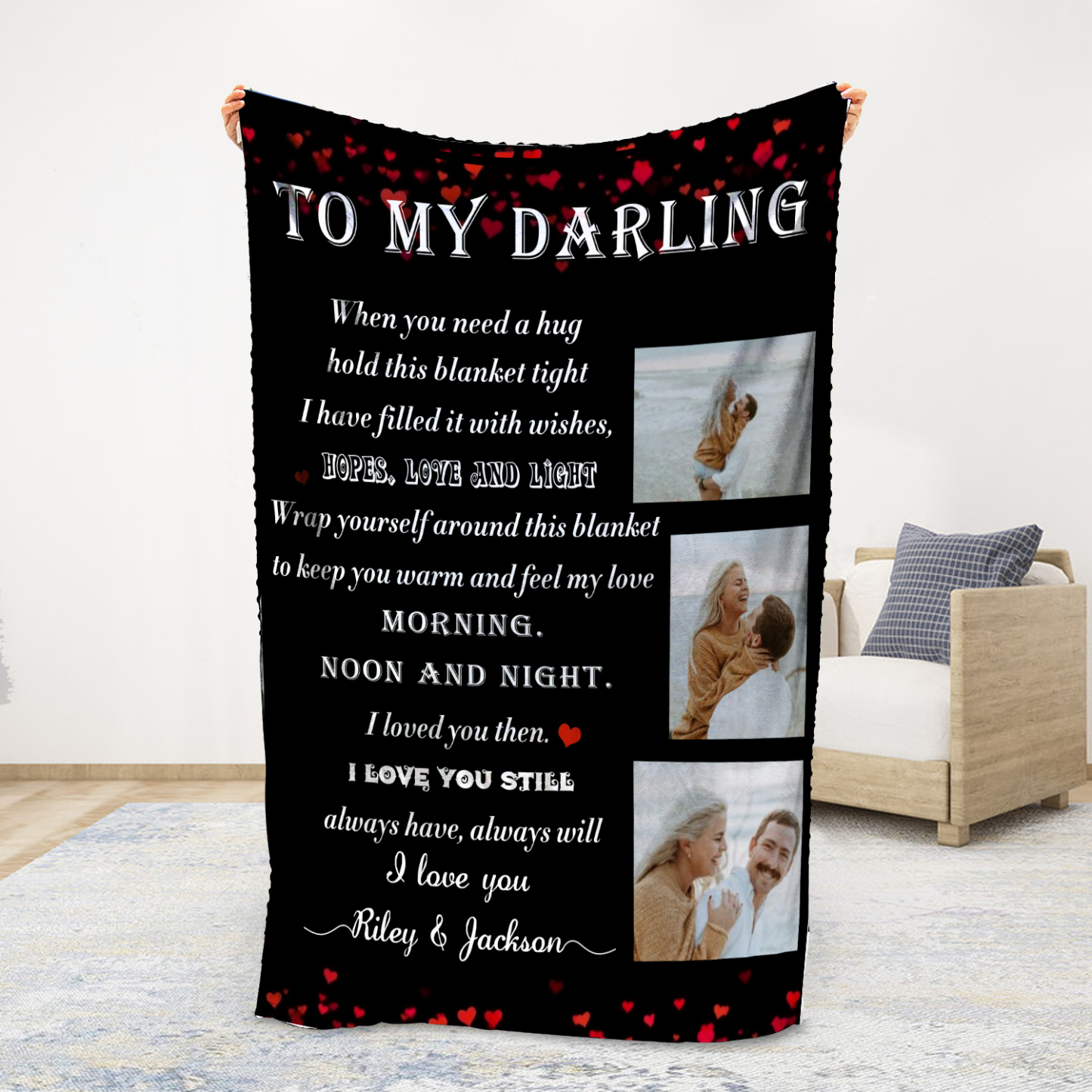 To My Daring Personalised Couple Blanket Engrave Photo Sweet Gift For Her-Jessemade AU