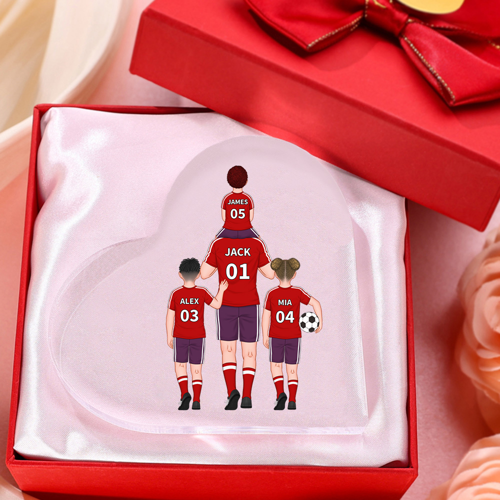 Personalised Jersey Number Acrylic Heart Keepsake Custom 2–4 Names Ornaments Football Family Gifts for Dad