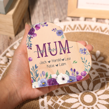 To My Mum Personalised Flower Heart Candle Holder We Love You Wooden Candlestick-Jessemade AU