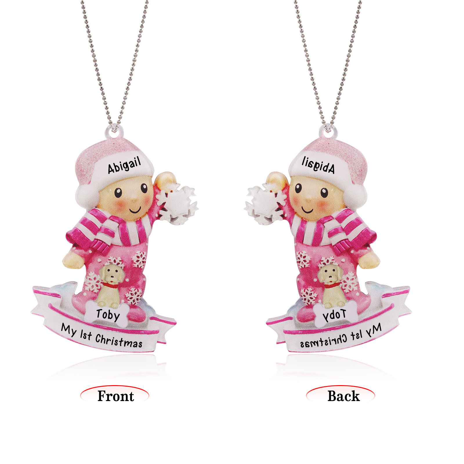 My First Christmas Personalised Acrylic Christmas Ornament Customised Name & Text Hanging Ornaments Pets Christmas Gift for Boys Girls Babies-Jessemade AU