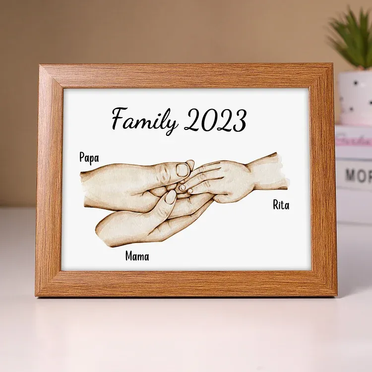 Personalised Family Holding Hands Picture Frames With Light Custom 3 Names Home Decor Gifts-Jessemade AU