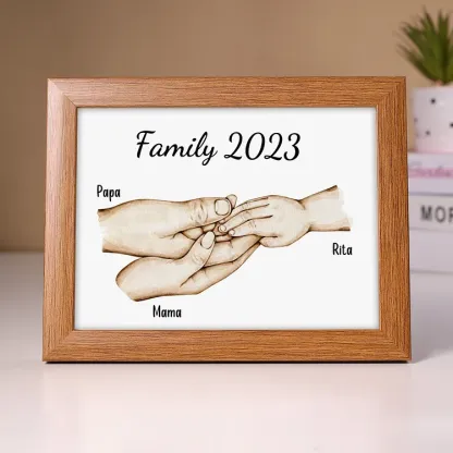 Personalised Family Holding Hands Picture Frames With Light Custom 3 Names Home Decor Gifts-Jessemade AU