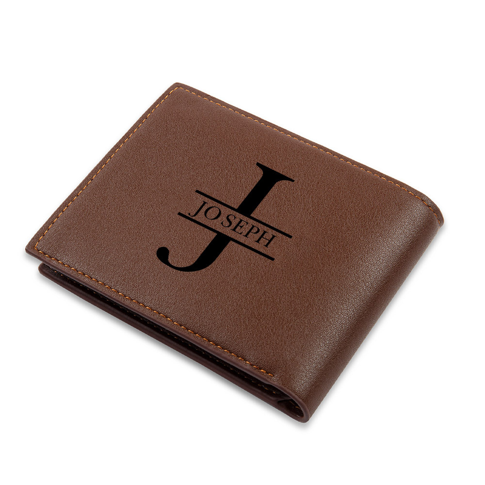 Personalised Mens Wallet Custom Photo & Name & Letter Billfold Wallet Gift for Grandpa