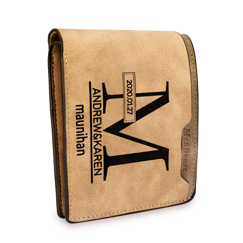 Personalised Leather Wallet Engraved Photo Short Purse Folding Wallet Gifts For Men-Jessemade AU