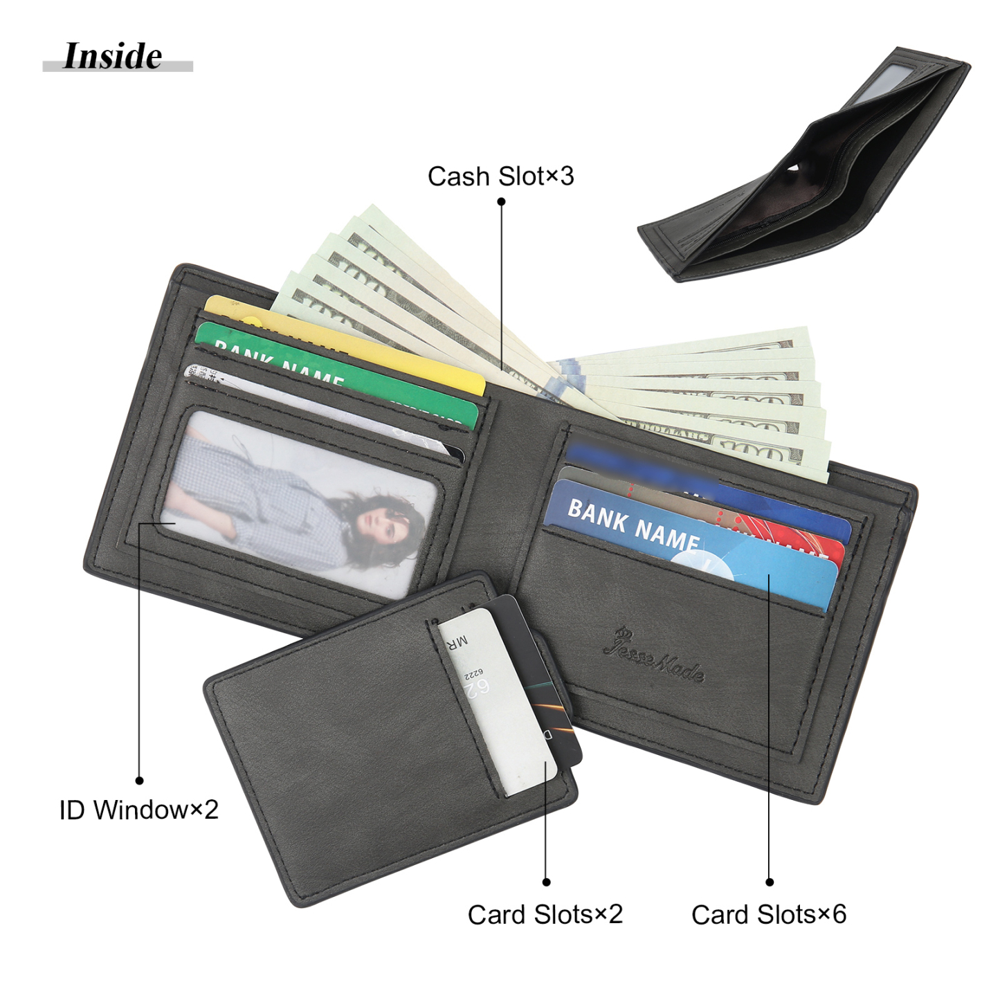 Personalised 2 Texts & 2 Photos & 1 Name & 1 Letter Gift Set Custom Wallet & Keychain & Pen Gift Box Set Father’s Day Gift-Jessemade AU