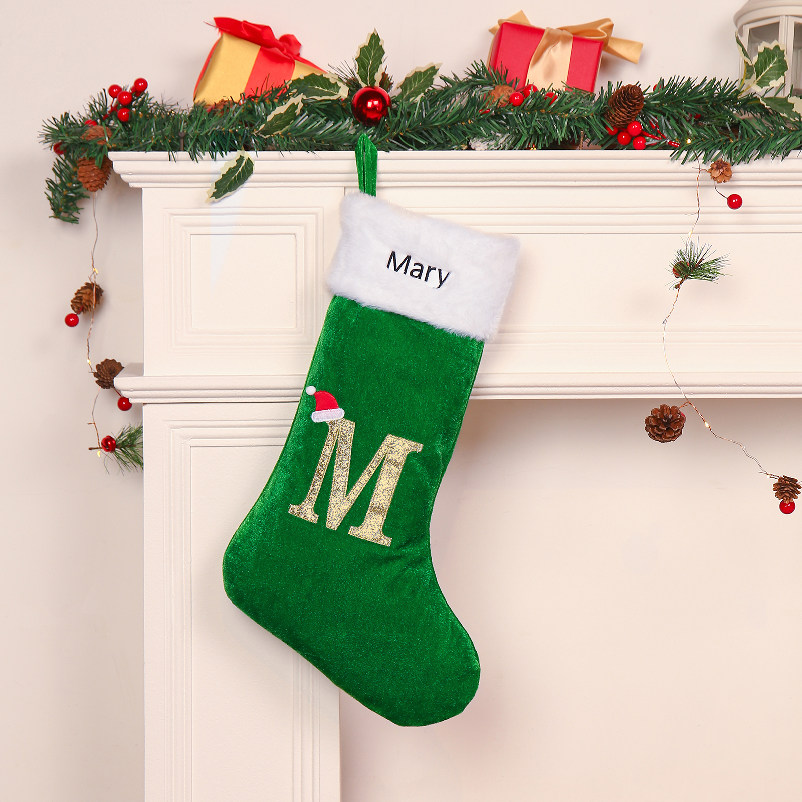 Christmas Letter Stockings Ornaments Custom 1 Name Fireplace Sock Decor Personalised Gifts for Family Friends-Jessemade AU