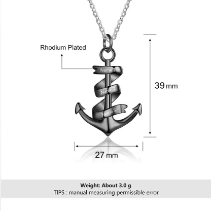 Personalised Pirate Ship Anchor Necklace Engrave 3 Names Necklace For Dad-Jessemade AU