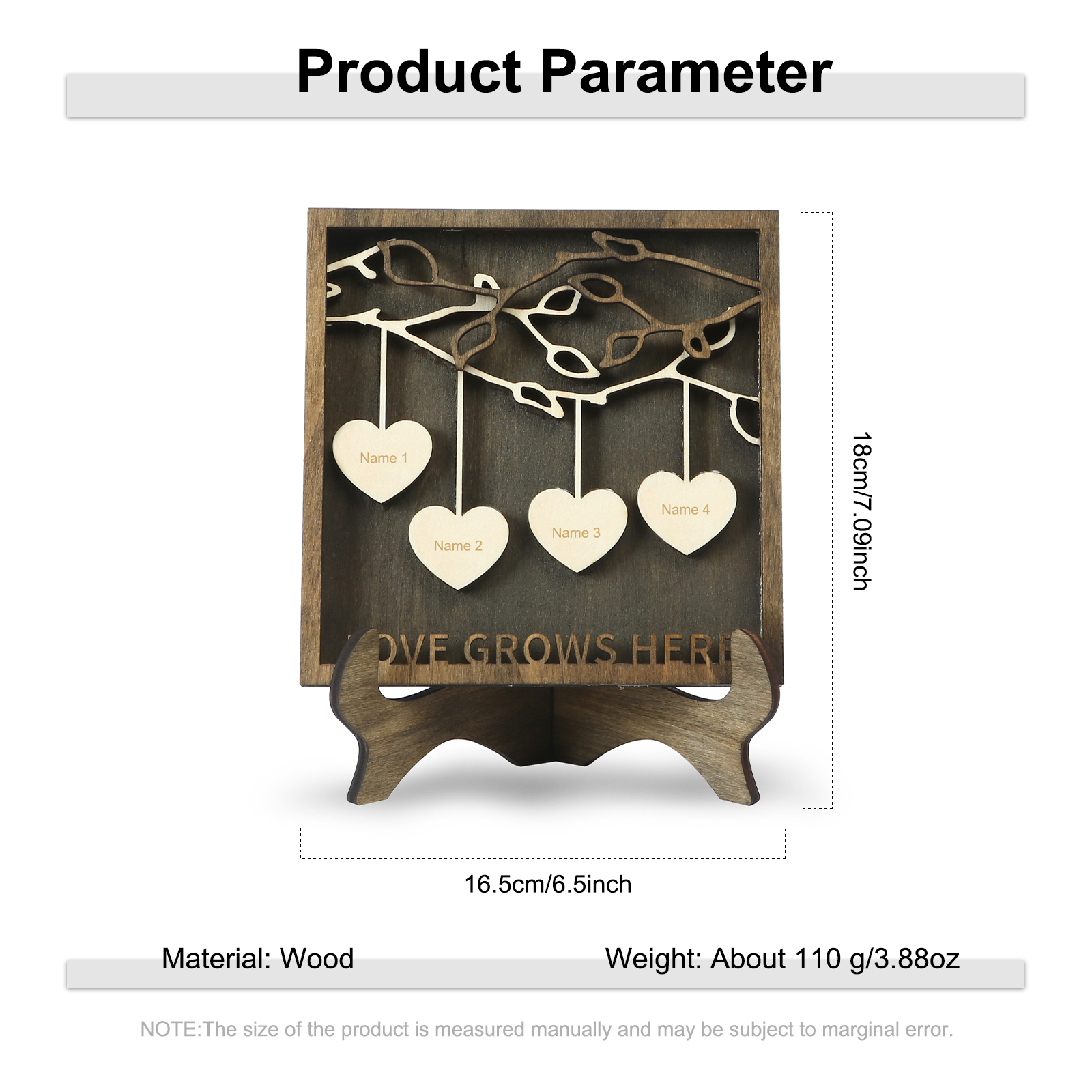 Custom Family Tree Sign Engrave 4 Names Wooden Family Frame Home Decor-Jessemade AU