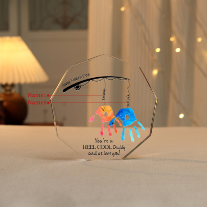 Personalised Acrylic Nine-Sided Shape Plaque Custom 2 Names Fishing Ornaments - You're A Real Cool Daddy And We Love You-Jessemade AU