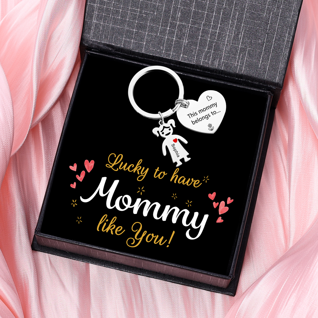 Personalised Heart Keychain With Engraved 1 Kid's Names Charm "This Mummy Belongs to" For Her Mother's Day Gifts for Mum -Jessemade AU