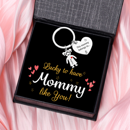 Personalised Heart Keychain With Engraved 1 Kid's Names Charm "This Mummy Belongs to" Mother's Day Gifts For Mum-Jessemade AU