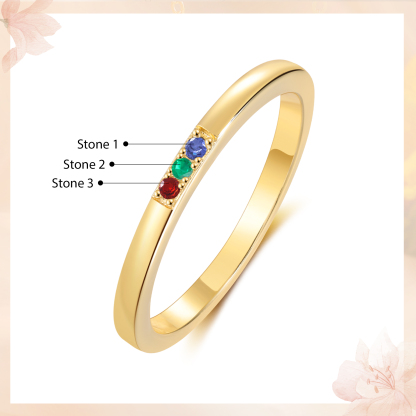 Personalised Women's Ring Custom 3 Birthstones Ring Birthday Gift for Her-Jessemade AU