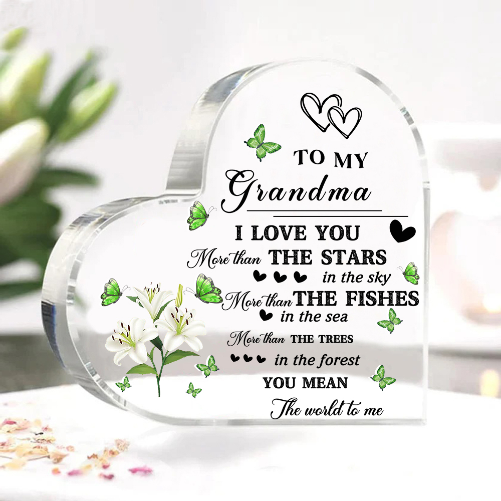 To My Grandma Acrylic Heart Keepsake Heart Ornament-To My Grandma I Love You-Jessemade AU