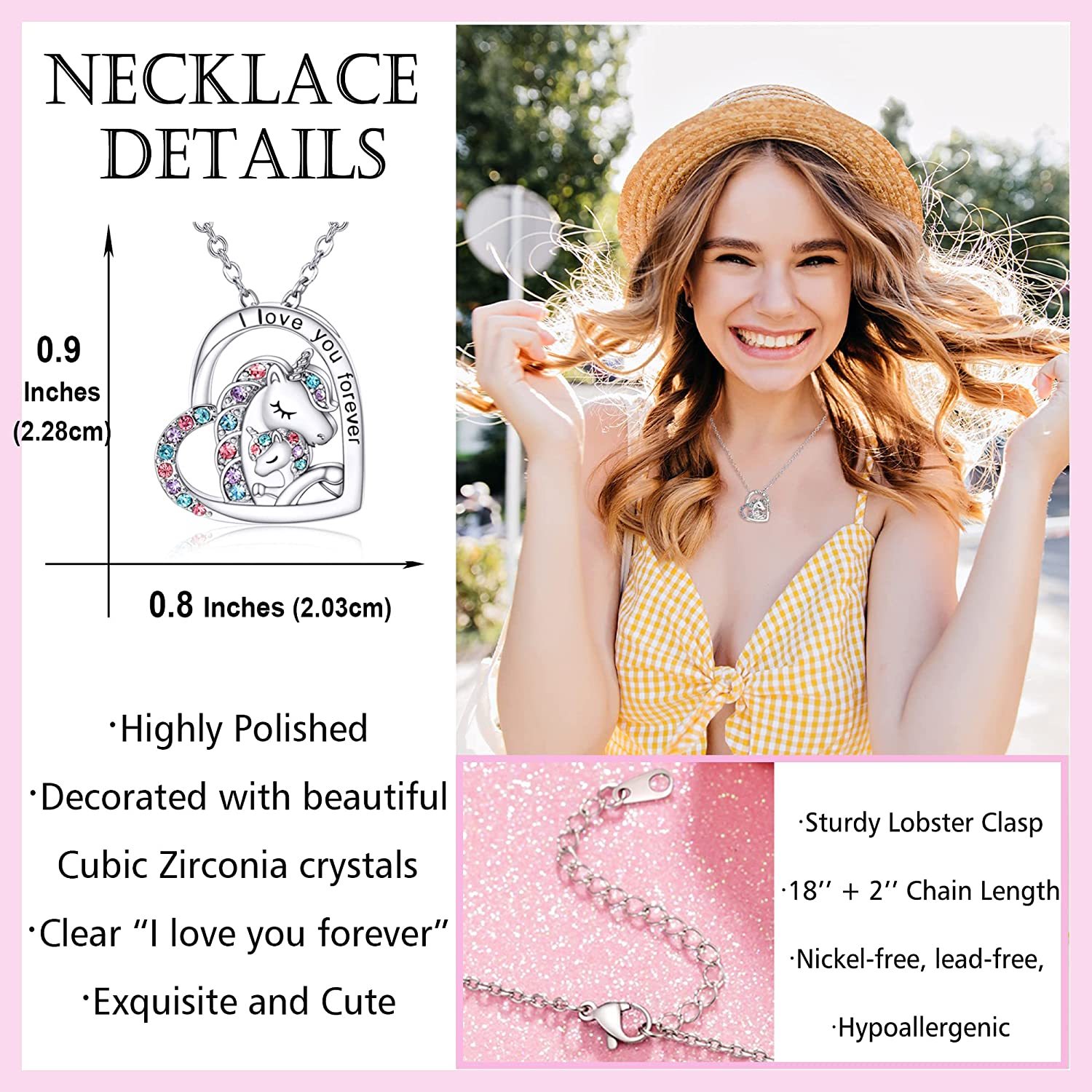 To My Granddaughter Heart Unicorn Necklace "I Love You Forever"-Jessemade AU