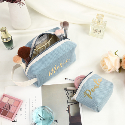 A Set Personalised Name Cosmetic Bag Custom Makeup Bag Zipper Storage Bag Gifts for Ladies Girls-Jessemade AU