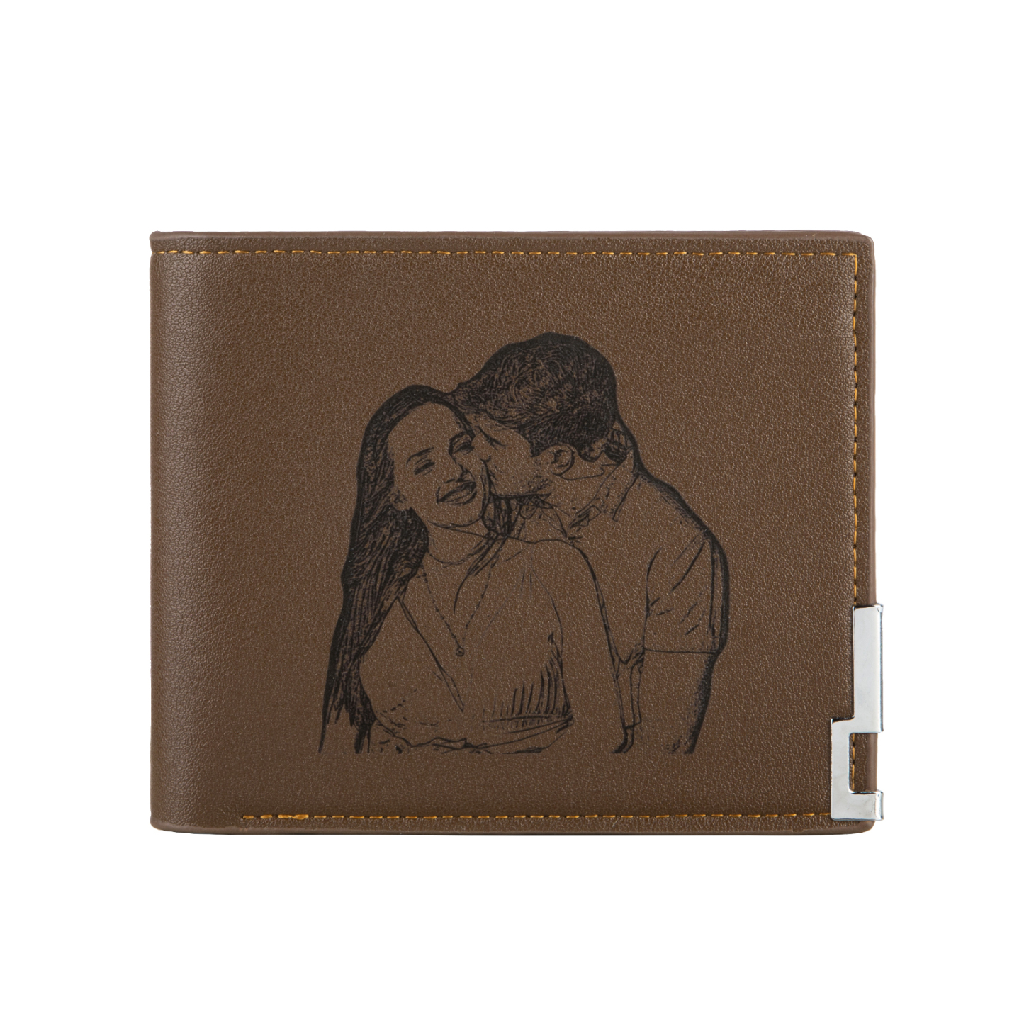 Personalised Leather Wallet Engraved Photo Folding Wallet Short Purse Love Gifts For Him-Jessemade AU