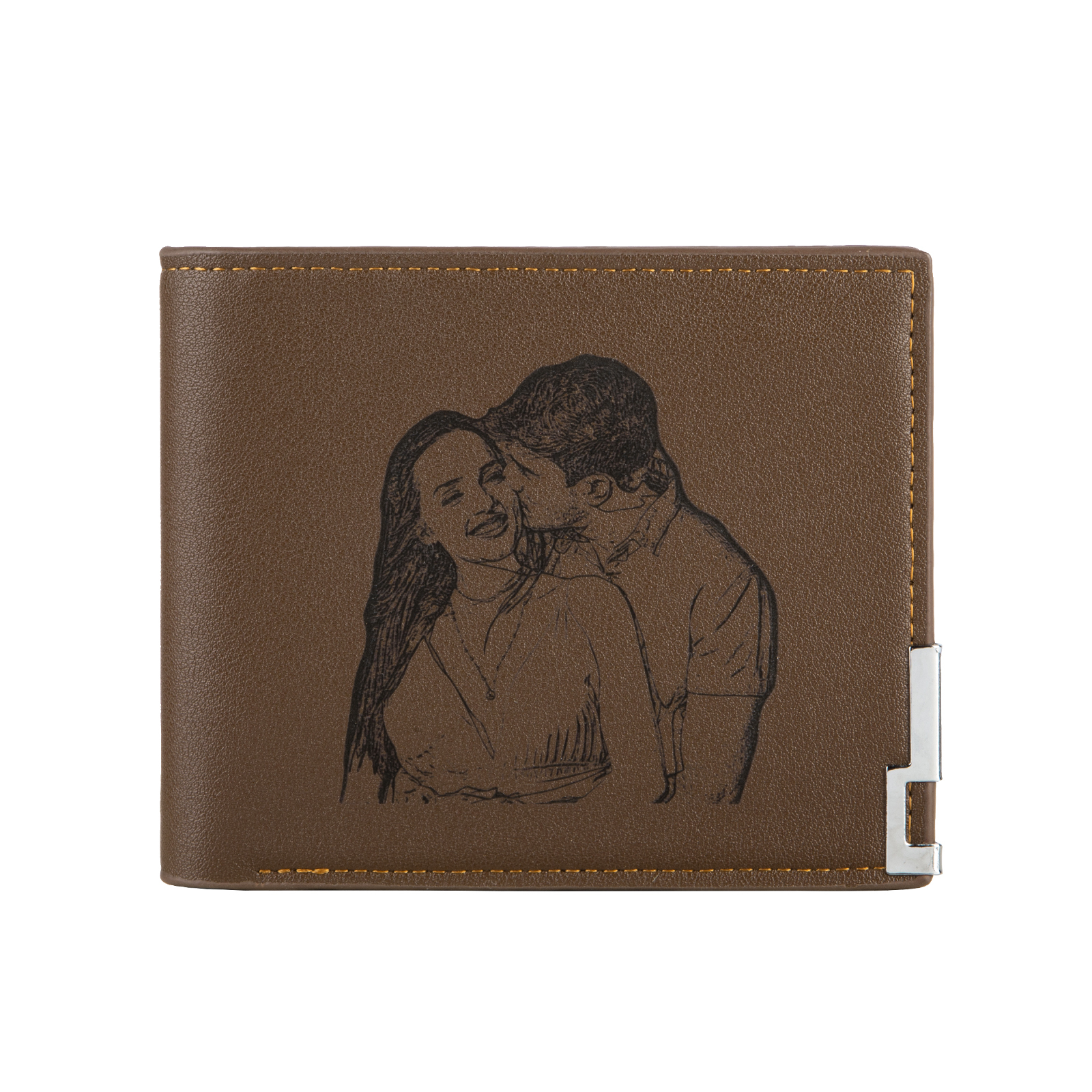 Personalised Leather Wallet Engraved Photo Folding Wallet Short Purse Love Gifts For Him-Jessemade AU